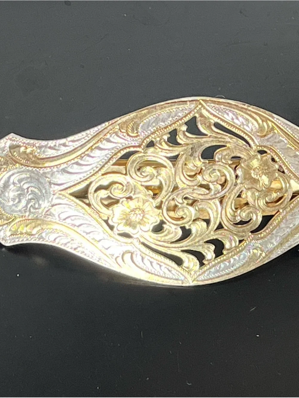 Ornate Filigree Gold-Tone Women's Hair Barrette